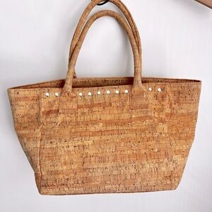 Laggo cork large tote bag lightweight studded